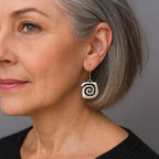 Vintage-Style Square Earrings with Etched Maze Pattern