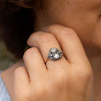 Vintage-Style Zirconia Rose Ring in Rose Gold Colour