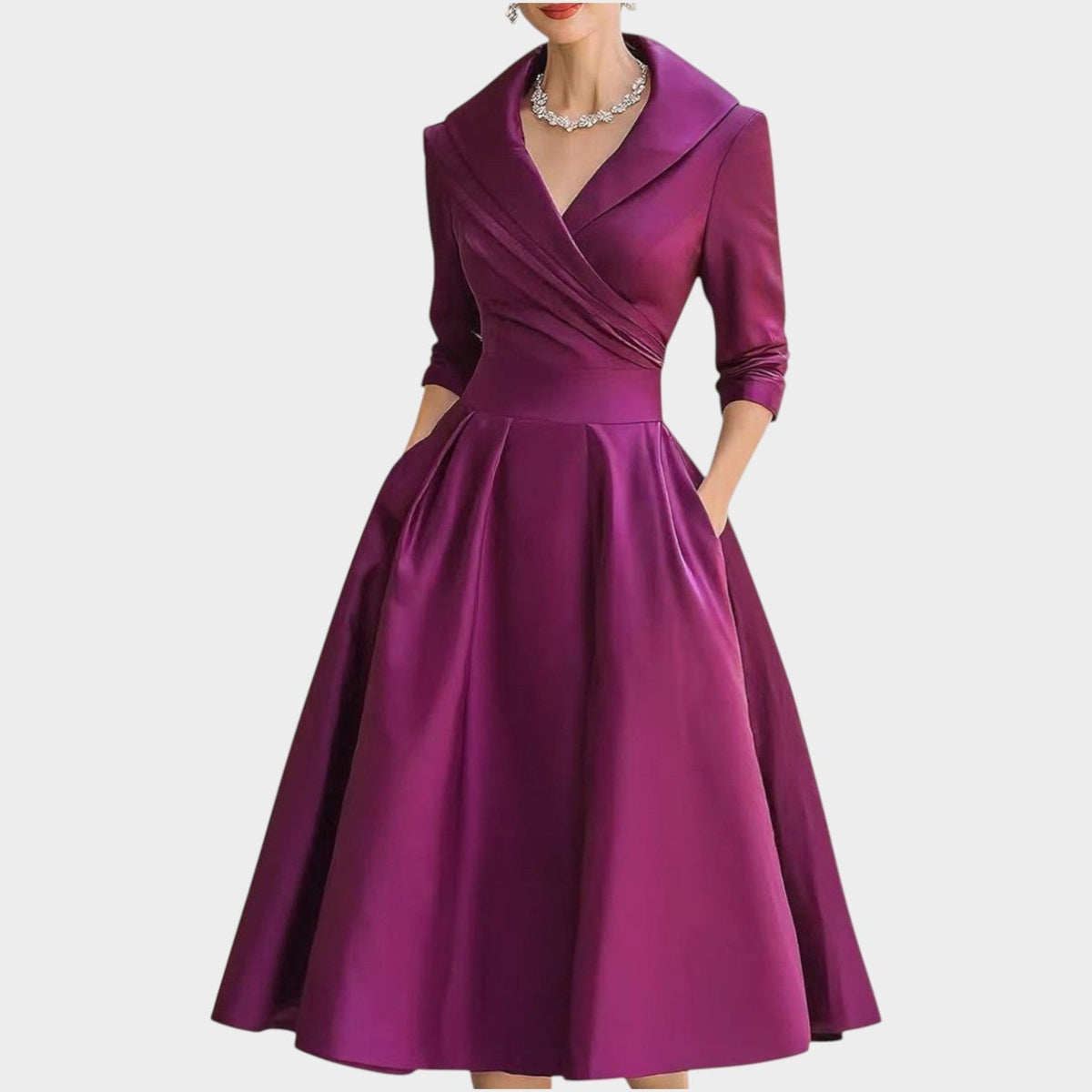 A-Line Evening Dress with Structured Bodice and Pockets