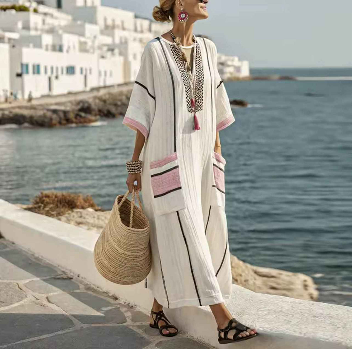 Lång strandklänning med justerbar passform för sommardagar