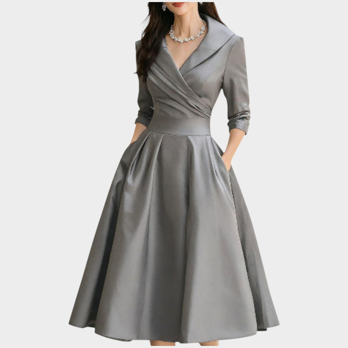 A-Line Evening Dress with Structured Bodice and Pockets