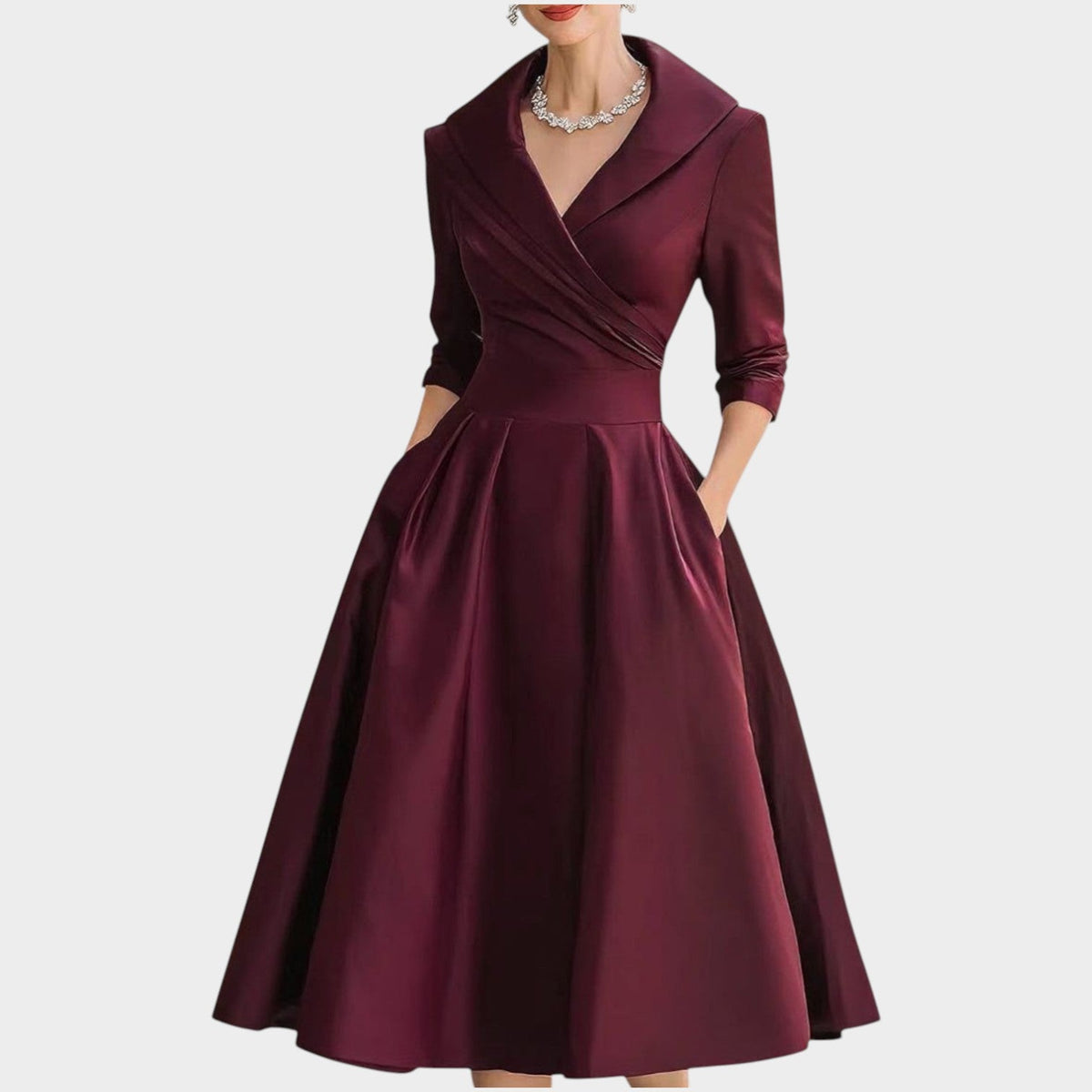 A-Line Evening Dress with Structured Bodice and Pockets