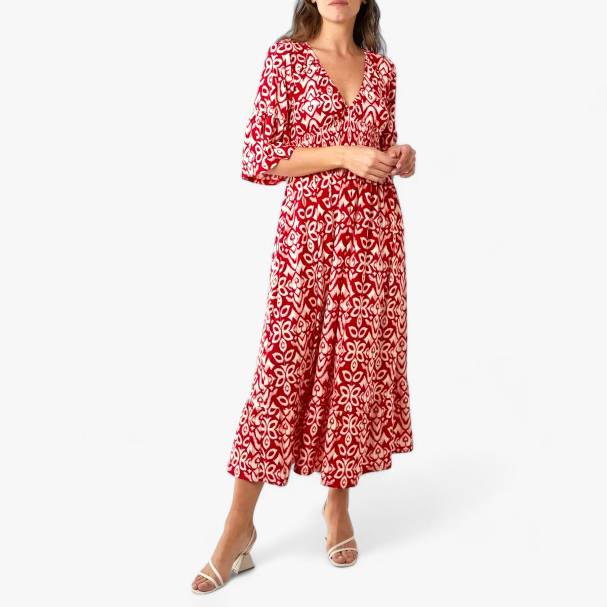 Floral Print V-Neck Maxi Dress for Beach Holidays