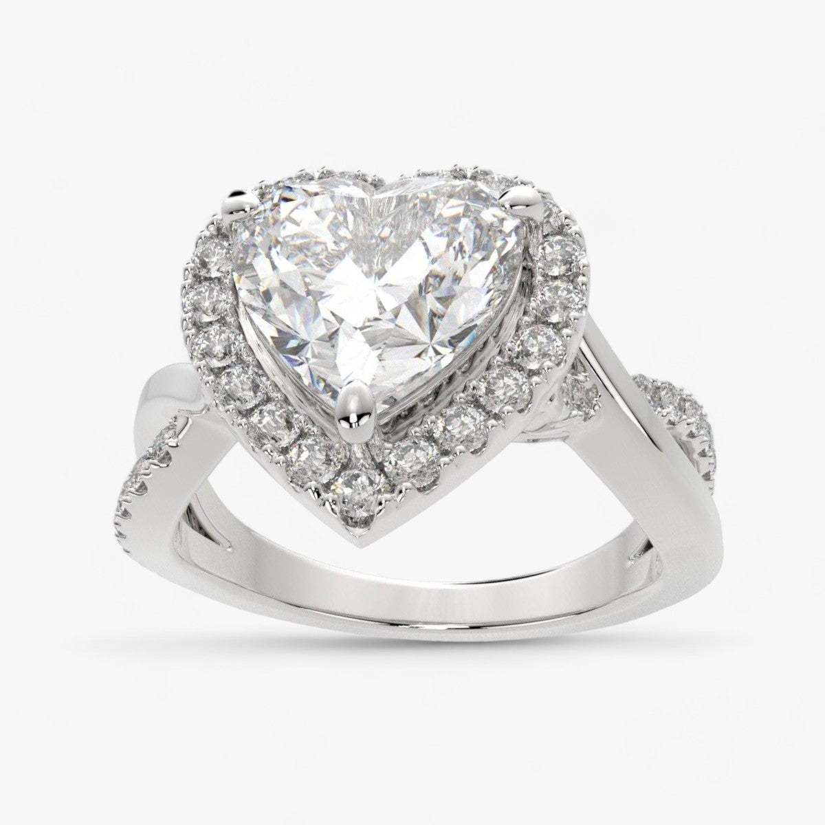Adjustable Heart Ring with Zircon Stones in Gold or Silver Tone