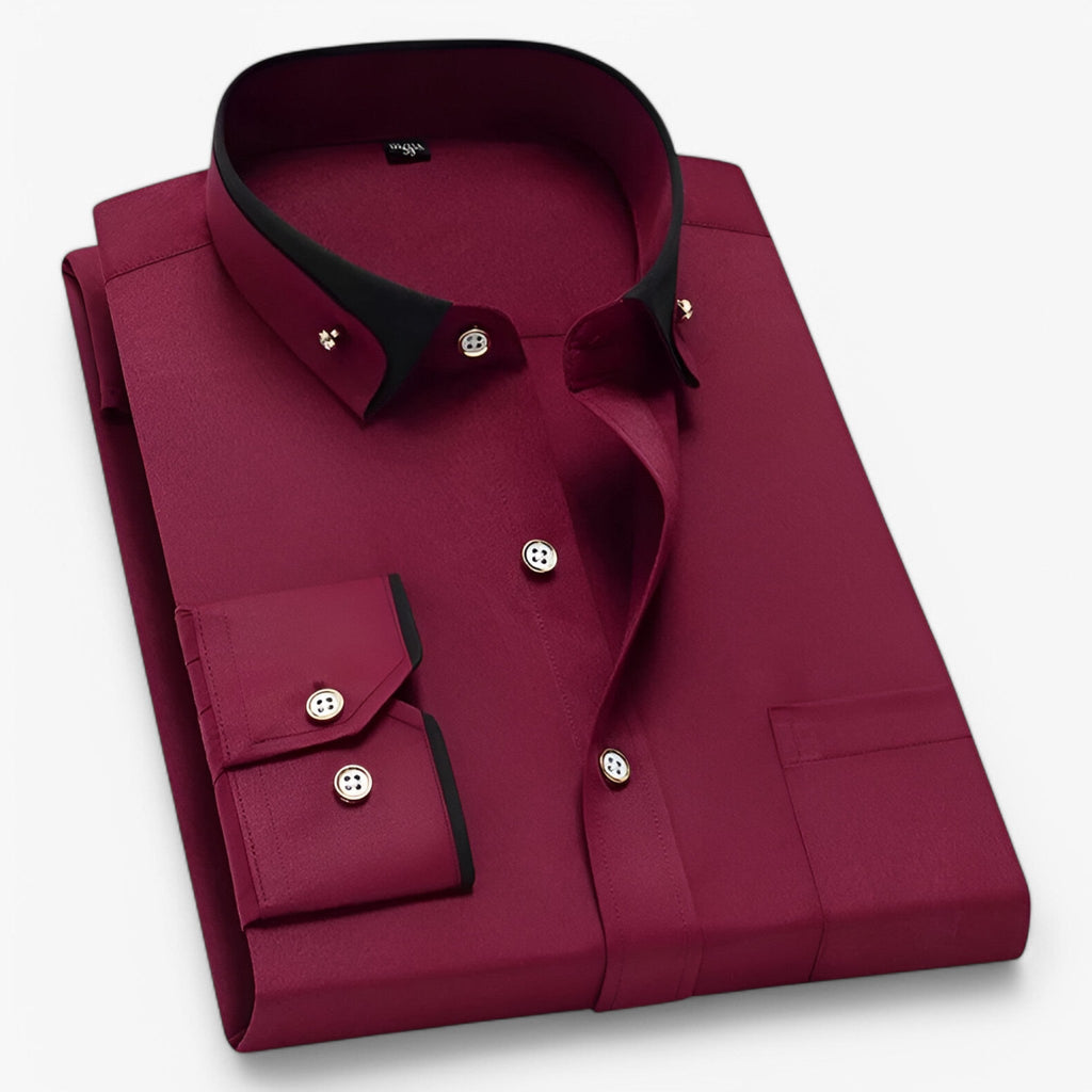Figursydd finskjorta med button-down-krage och manschetter