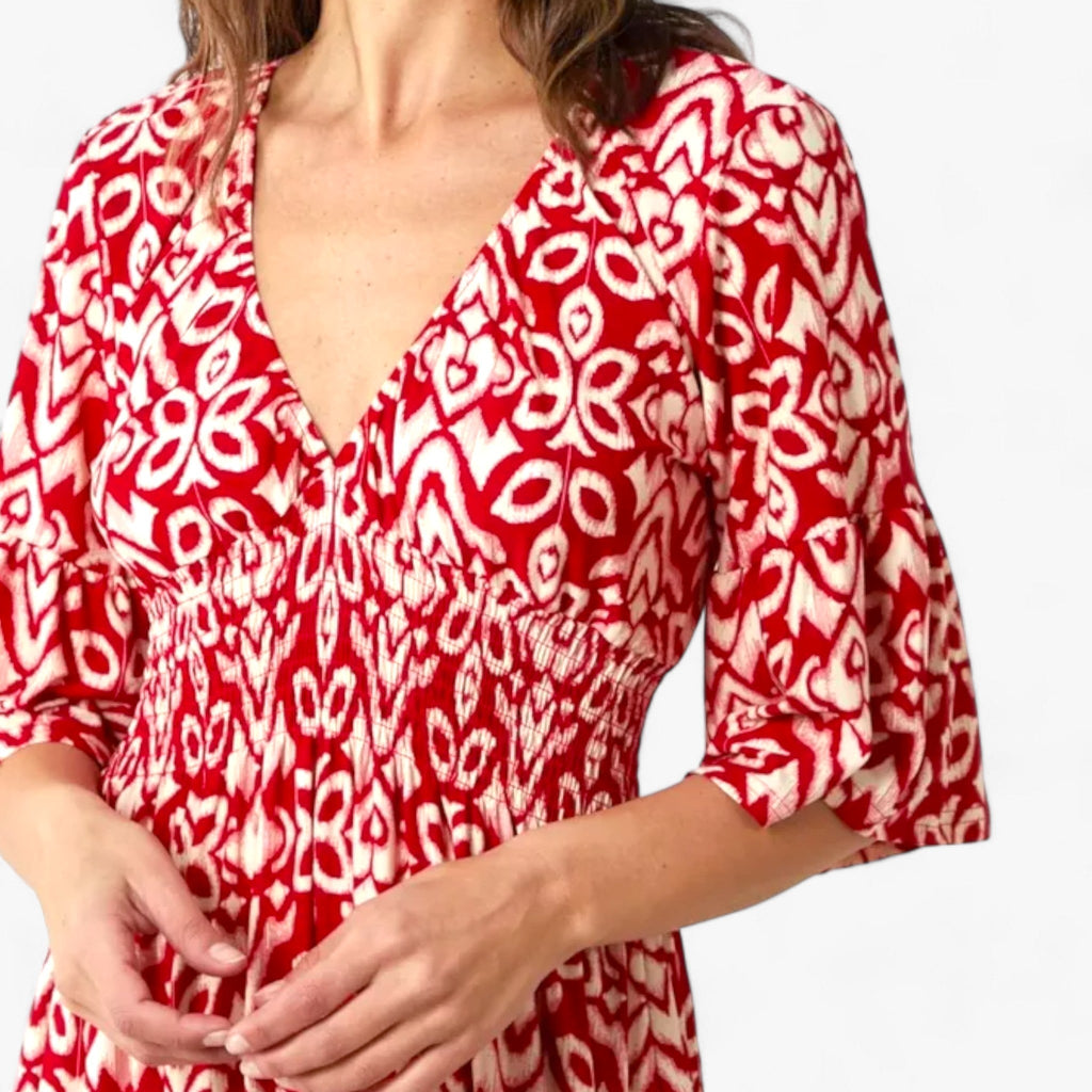 Floral Print V-Neck Maxi Dress for Beach Holidays