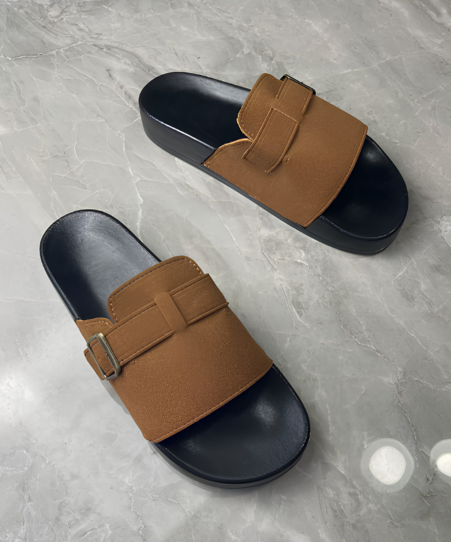 Men's Slip-On Sandals with Wide Strap and Open Toe