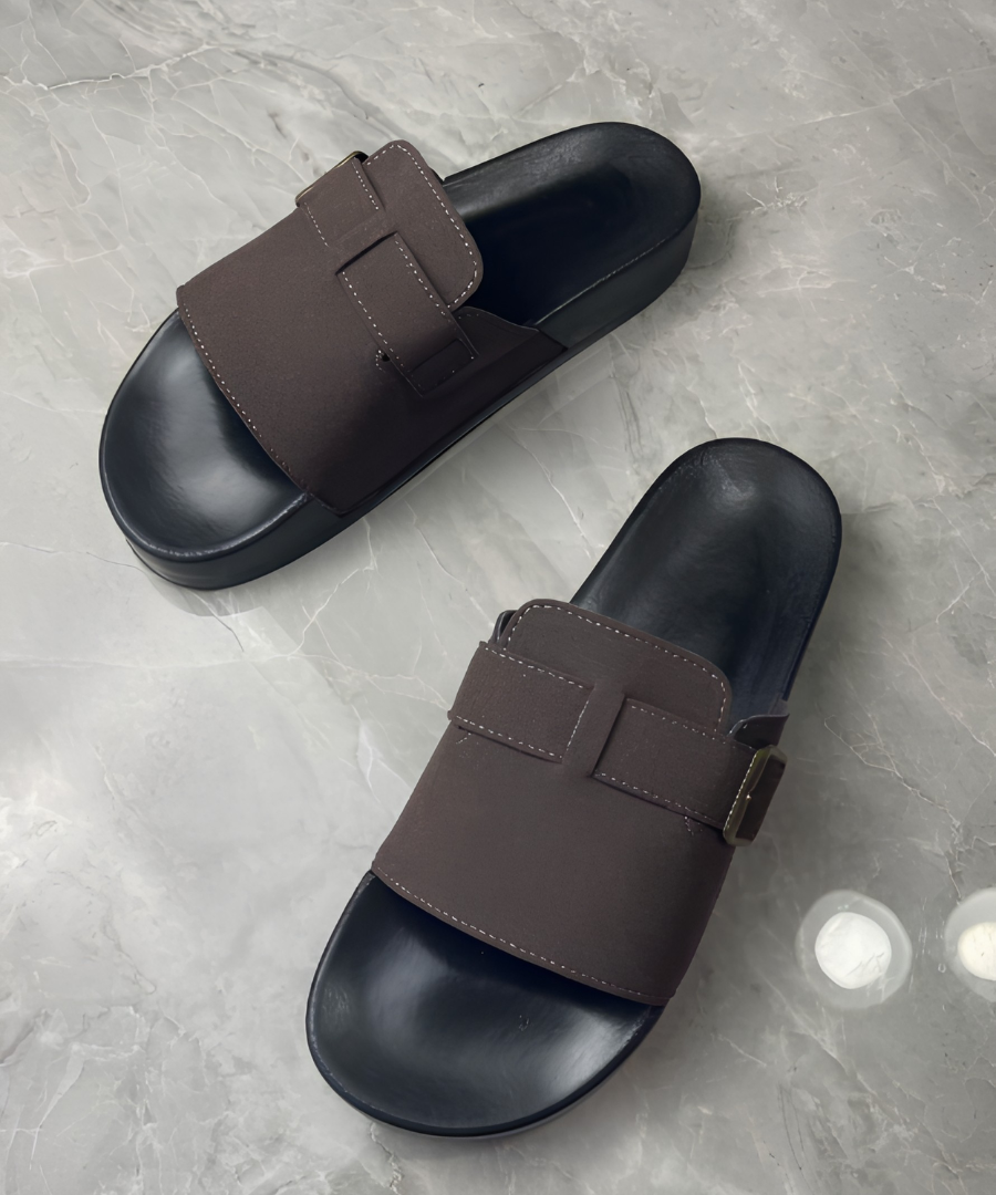 Men's Slip-On Sandals with Wide Strap and Open Toe