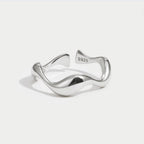 Adjustable Minimalist Wave Ring with Open Band Design