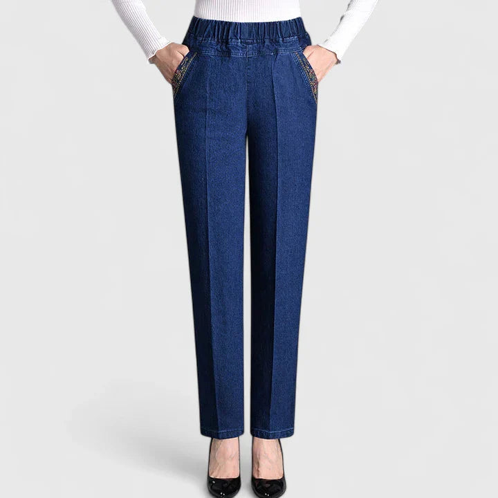 Floral Print Trousers with Elasticated Waist and Pockets