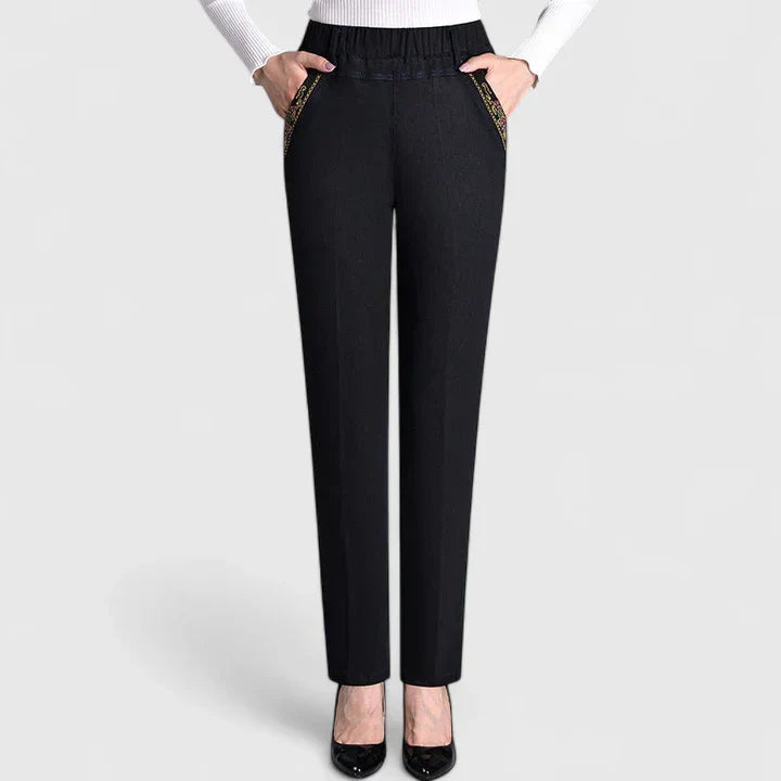 Floral Print Trousers with Elasticated Waist and Pockets