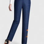 Floral Print Trousers with Elasticated Waist and Pockets