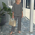 Printed Two Piece Set with Wide Leg Elasticated Trousers