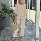 Printed Two Piece Set with Wide Leg Elasticated Trousers