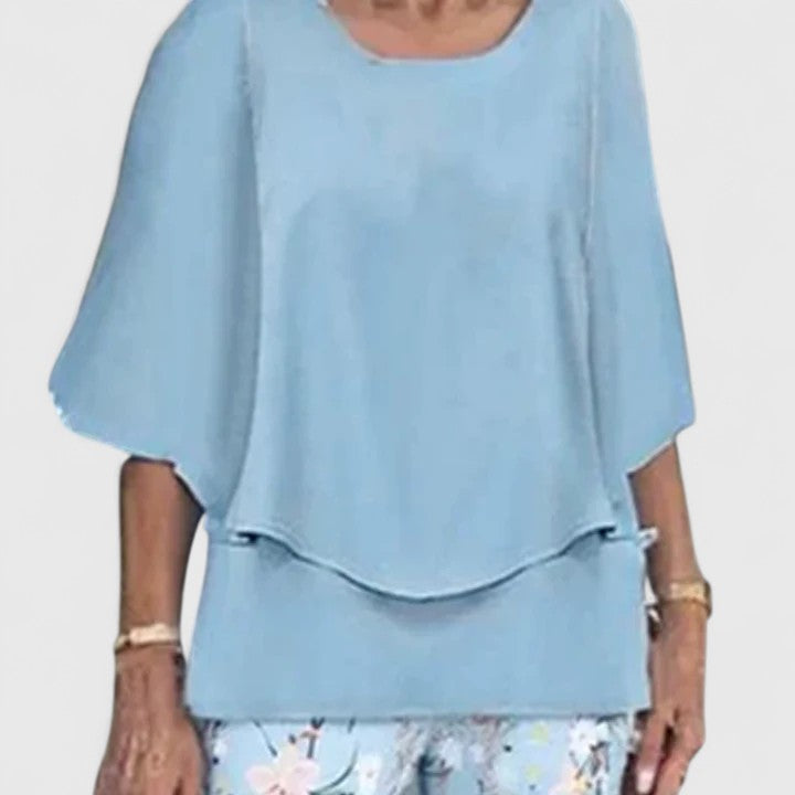 Crew Neck Two Piece Set with Half Sleeves
