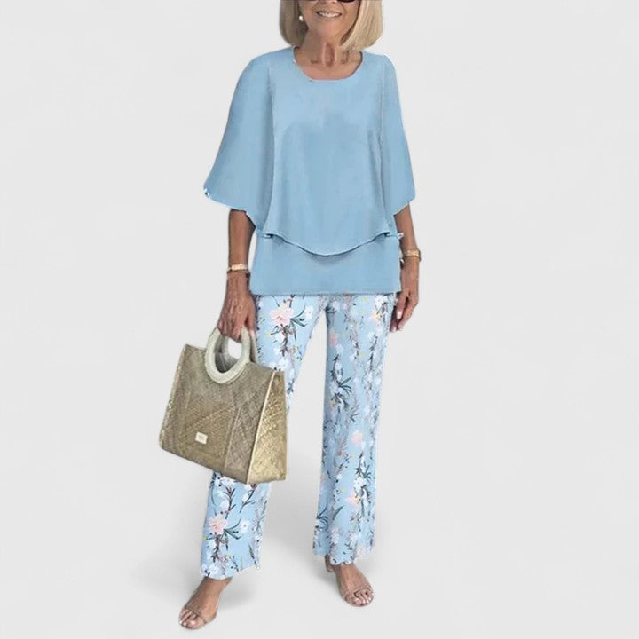 Crew Neck Two Piece Set with Half Sleeves