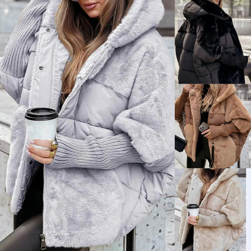 Soft Hooded Jacket with Zip Front and Relaxed Cut