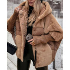 Soft Hooded Jacket with Zip Front and Relaxed Cut
