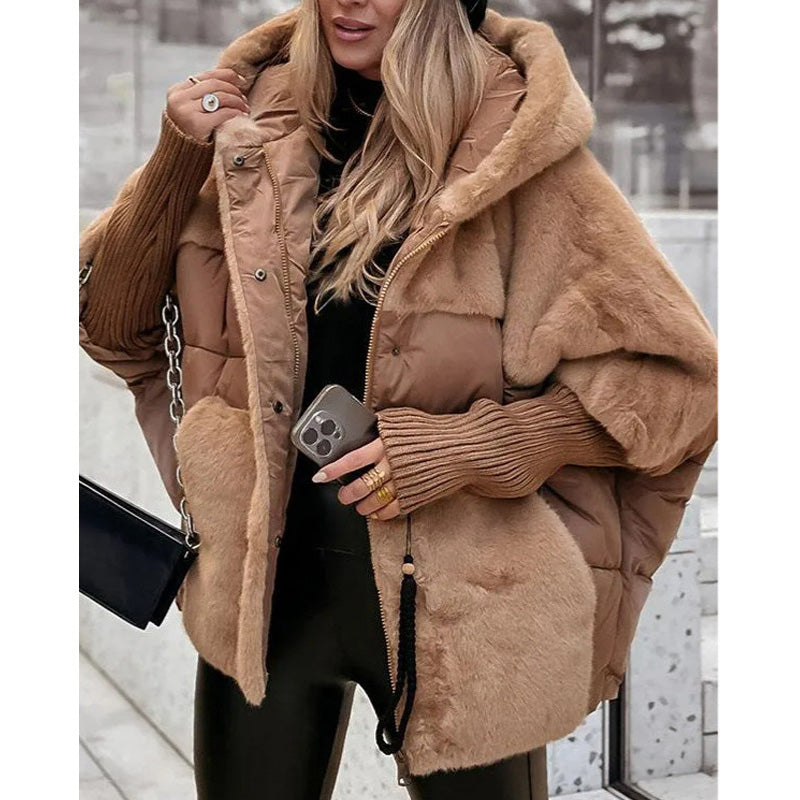 Soft Hooded Jacket with Zip Front and Relaxed Cut