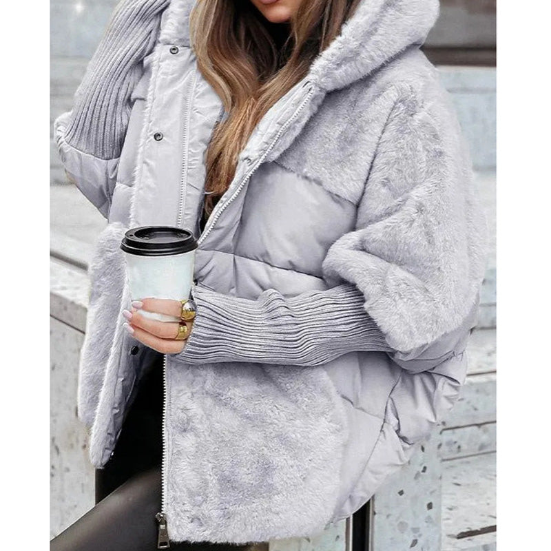 Soft Hooded Jacket with Zip Front and Relaxed Cut