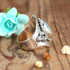 Oval Pale Blue Stone Boho Ring in Silver Colour with Relaxed Style