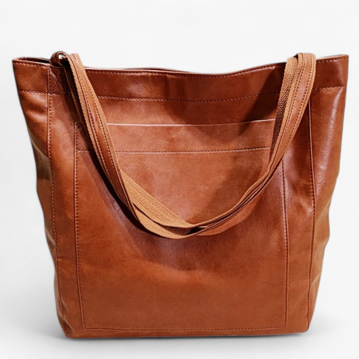 Vegan Leather Handbag with Snap Button Closure