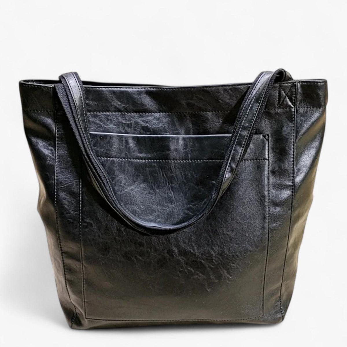 Vegan Leather Handbag with Snap Button Closure