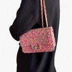 Elegant Tweed Shoulder Bag with Classic Silhouette