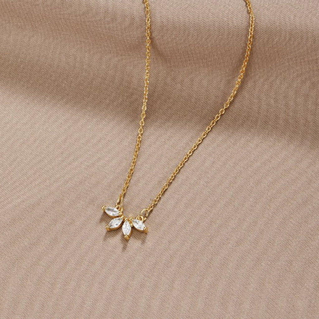 Crystal Leaf Pendant Necklace with Botanical Sparkle