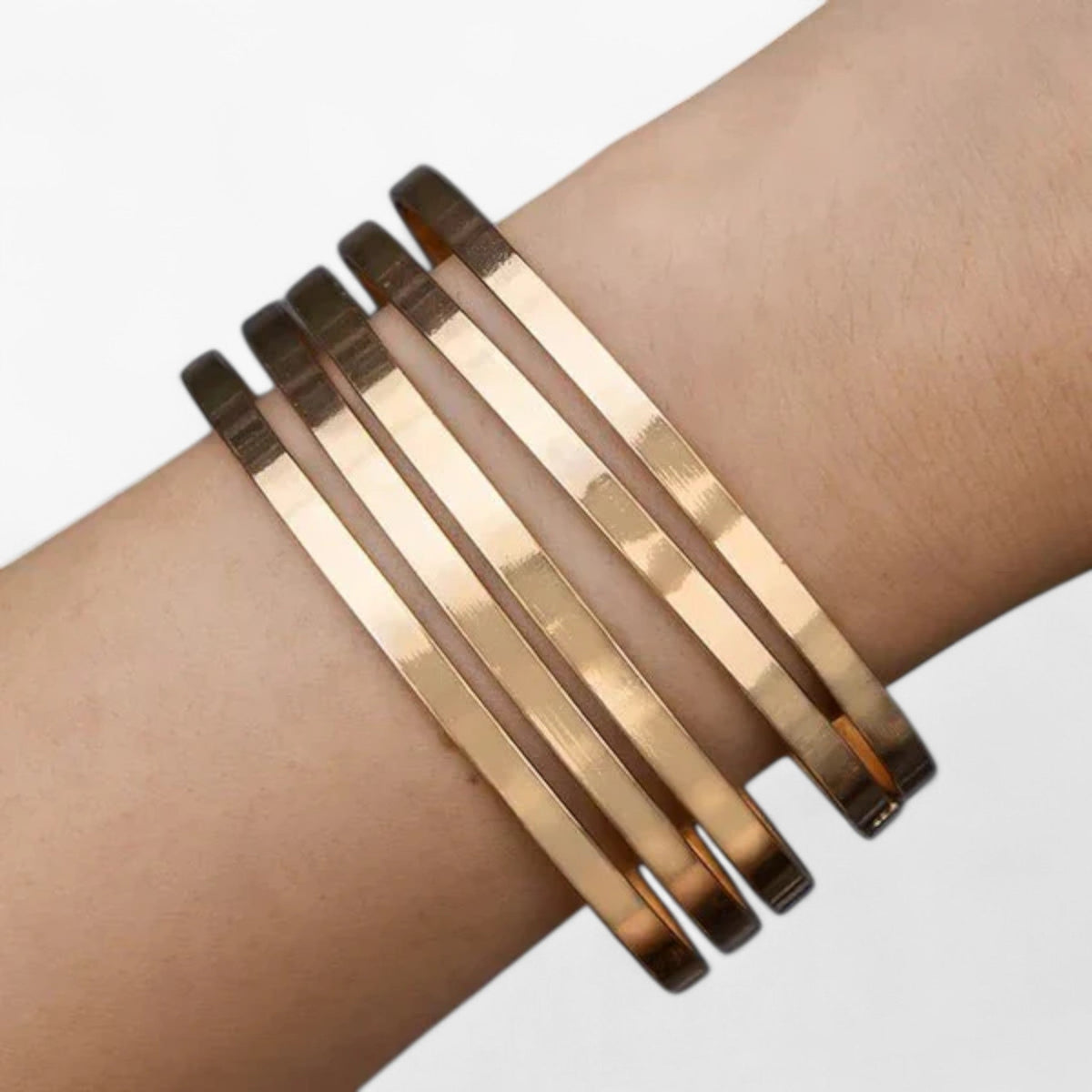 Gold-Tone Layered Bracelet Set with Metal Braid Detail
