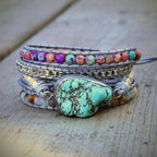 Turquoise Wrap Bracelet with Natural Stone Beads
