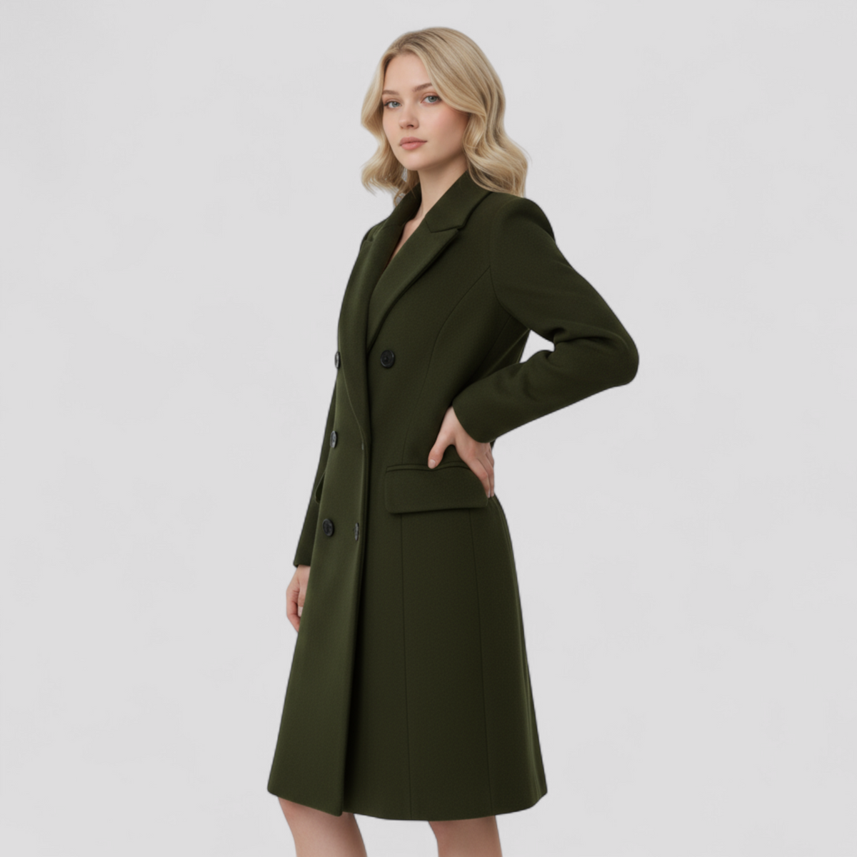 Abrigo de lana cruzado para otoño e invierno