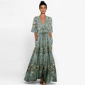 Long Floral Print Maxi Dress with Flowing Silhouette