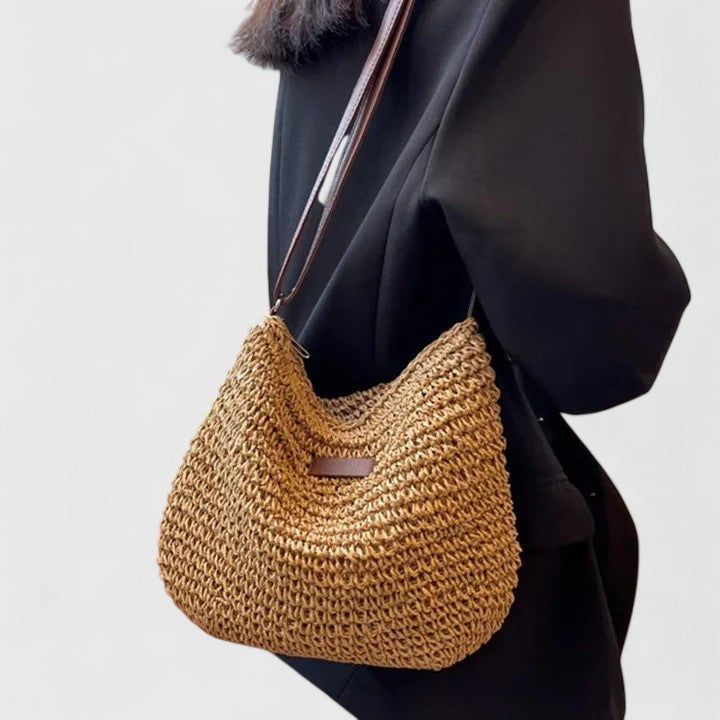 Slouchy Shoulder Bag with Zip Closure and Pockets