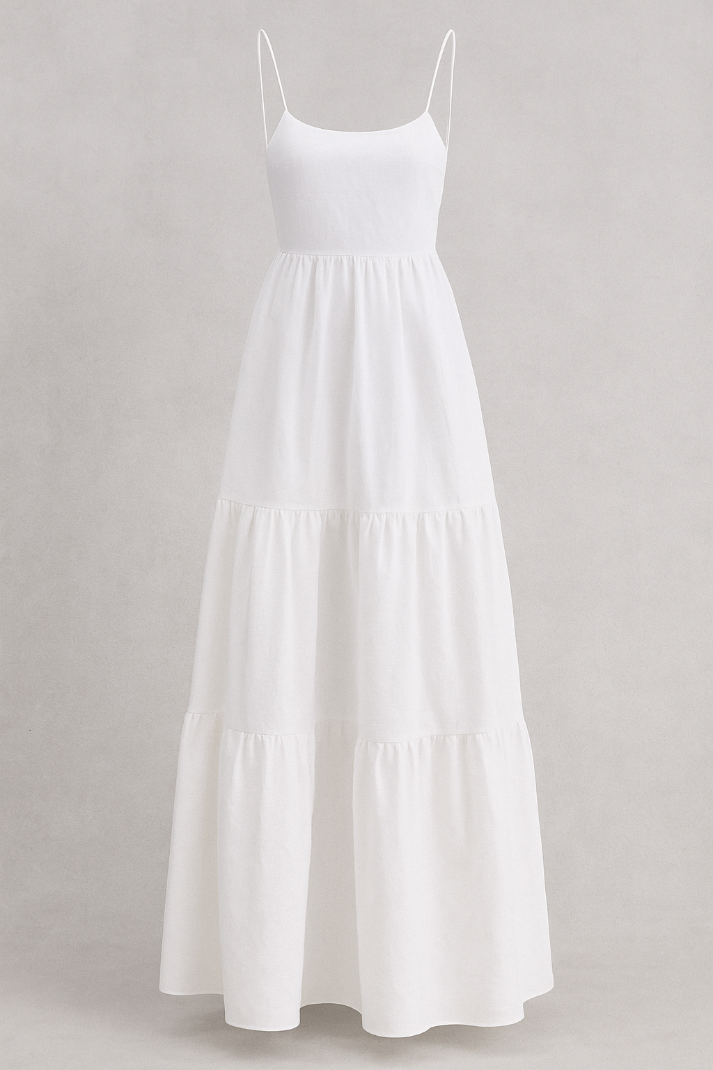 Spaghetti-Strap Summer Dress with Gathered Layered Skirt