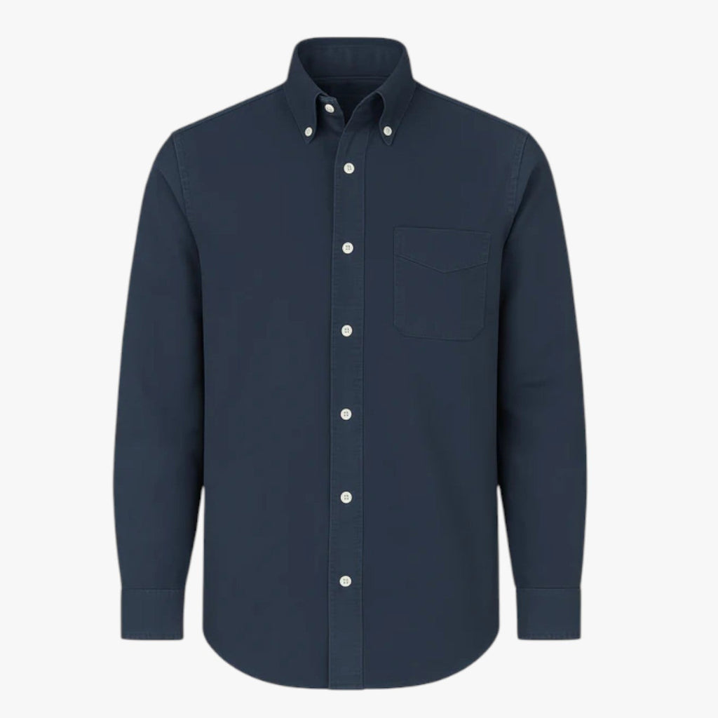Men's Classic Long-Sleeve Cotton Shirt with Regular Collar