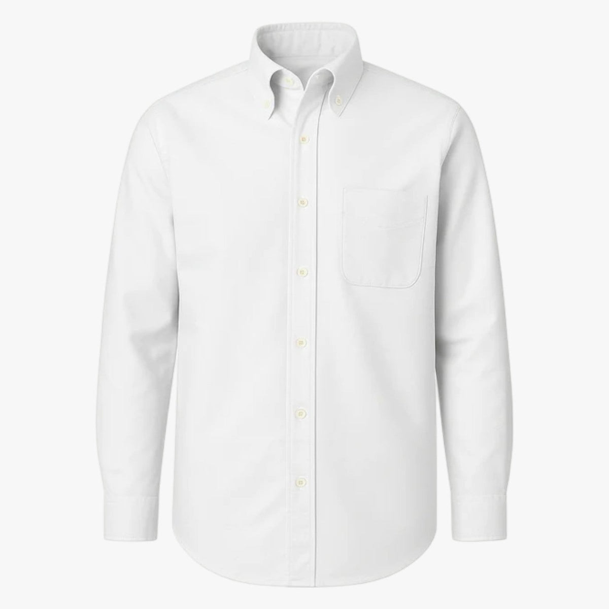 Camisa clásica de algodón de manga larga para hombre con cuello clásico