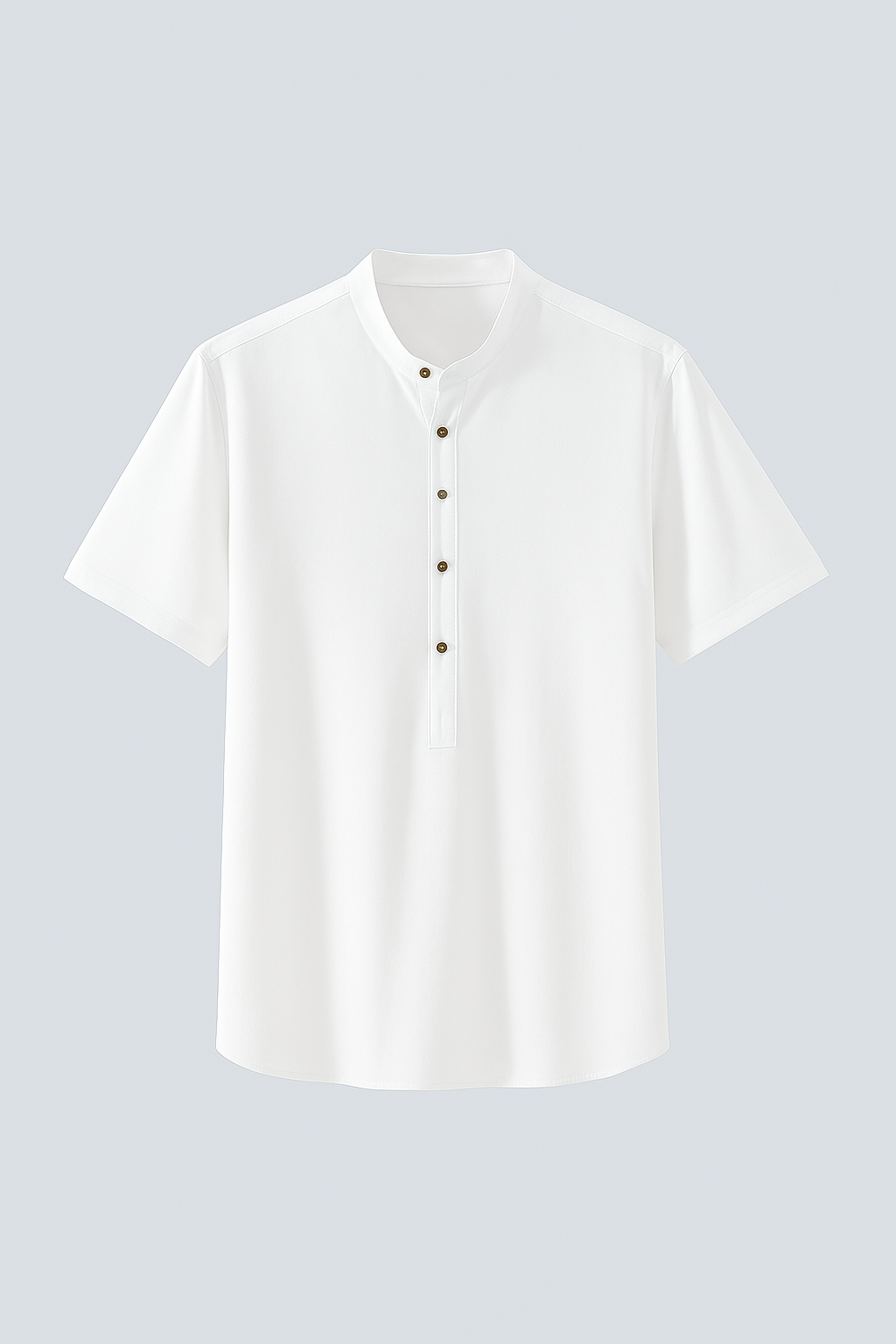 Camisa de lino de manga corta con cuello mao para hombre