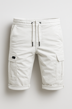 Cotton-Blend Cargo Bermuda Shorts with Drawstring Waist