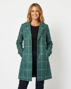 Trenchcoat i rutigt fönsterrutemönster med engelsk krage