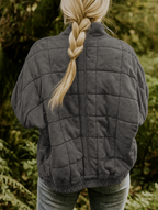 Quilted Jacket with Zip Front and Stand Collar