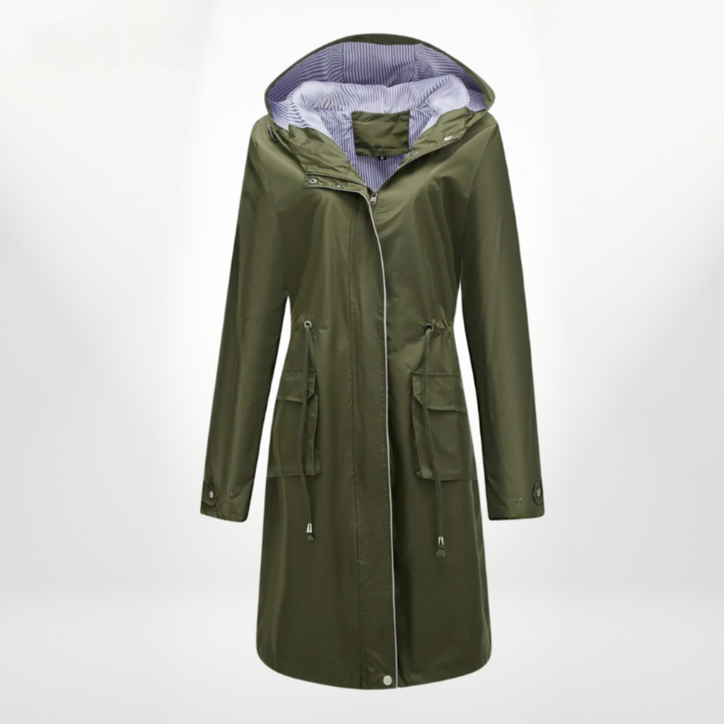 Rain Jacket with Hood and Drawstring Waist