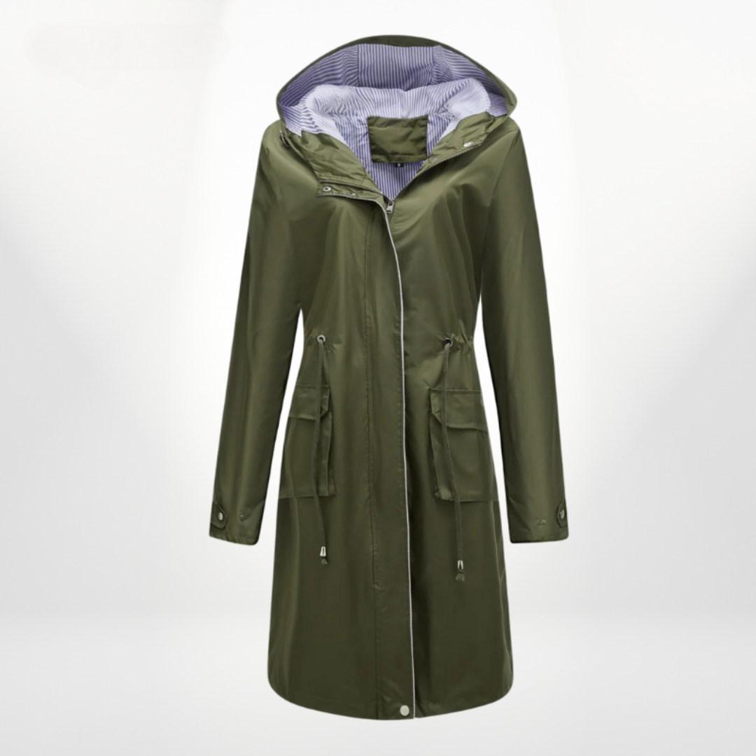 Rain Jacket with Hood and Drawstring Waist