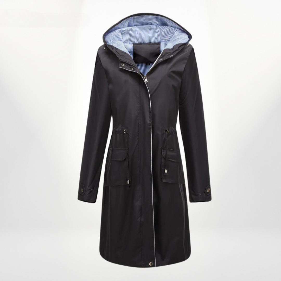 Rain Jacket with Hood and Drawstring Waist