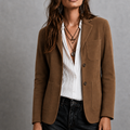 Suede Look Jacket with Notch Lapel and Patch Pockets
