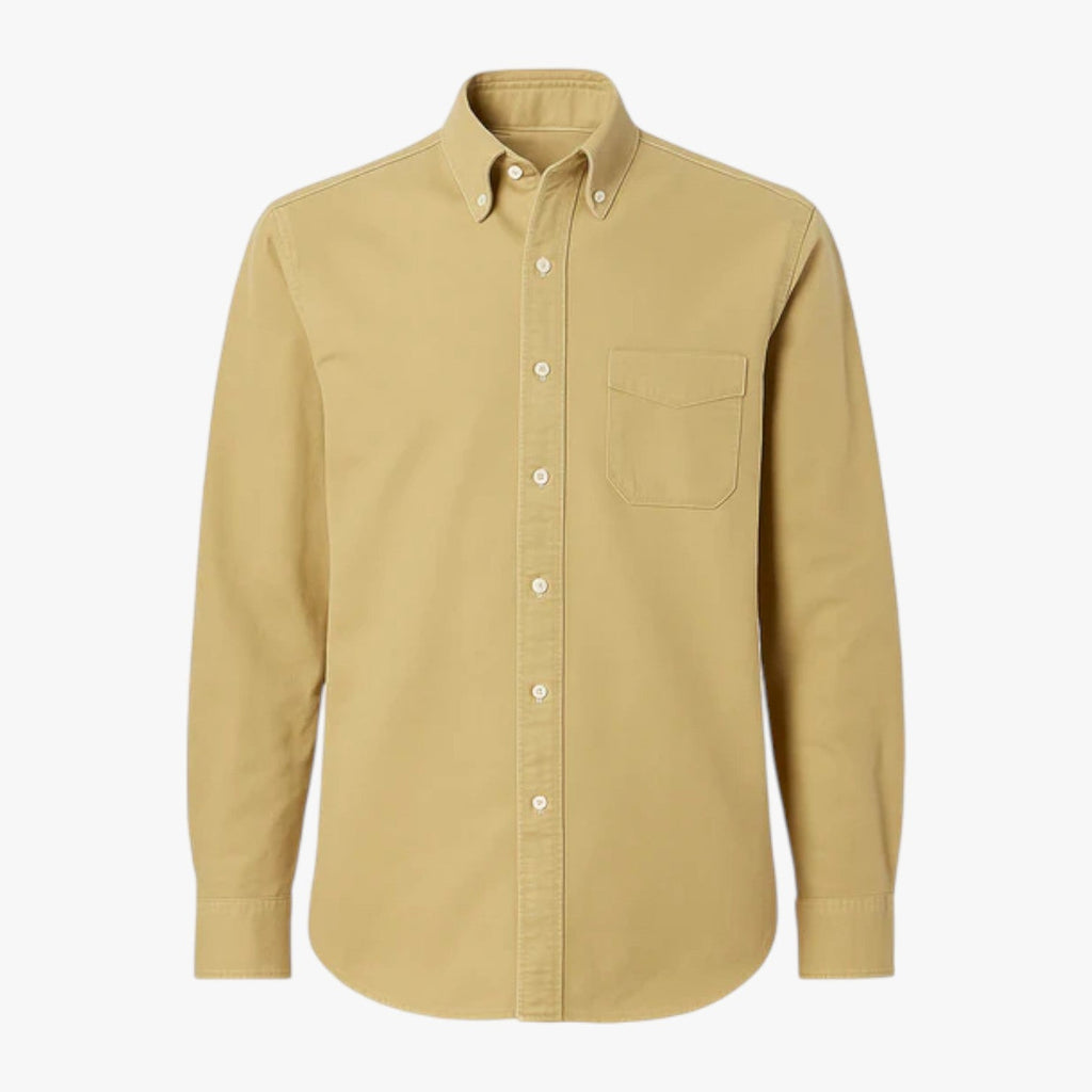 Men's Classic Long-Sleeve Cotton Shirt with Regular Collar