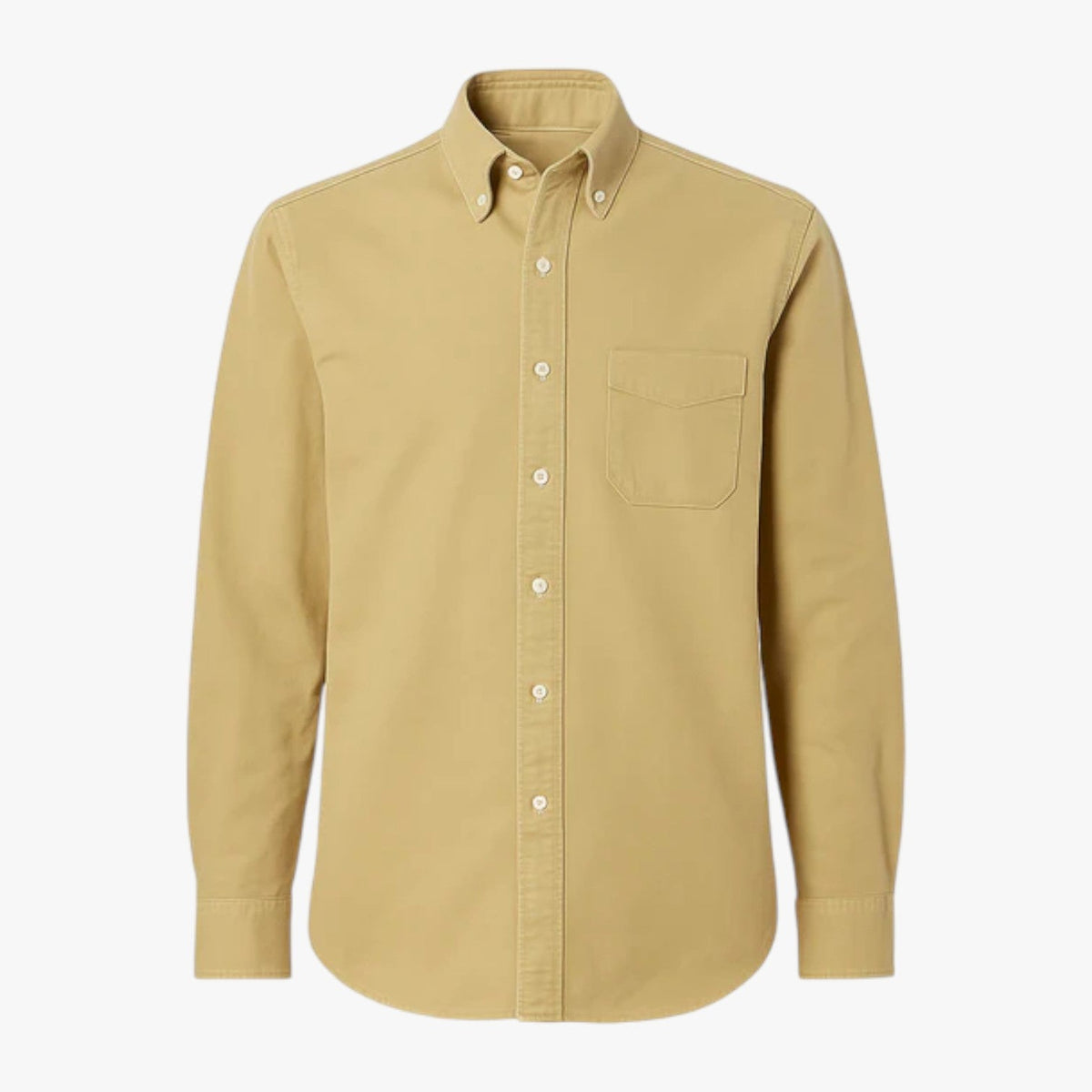 Camisa clásica de algodón de manga larga para hombre con cuello clásico