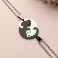 Stainless Steel Yin Yang Cat Pendant Necklace with Playful Design