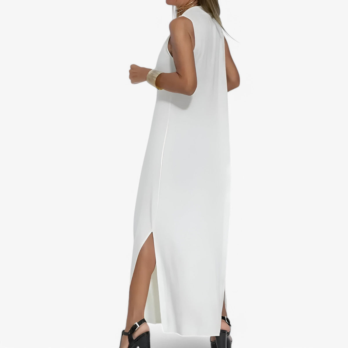 Long Dress and Cardigan Two-Piece Outfit