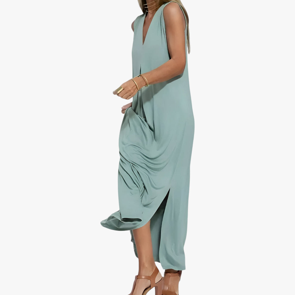 Long Dress and Cardigan Two-Piece Outfit